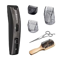 ‘The Beardsman’ Beard Trimmer for Men, Ultimate Precision Full Beard Grooming Kit and Hair Clippers, with 3 Adjustable Combs, Scissors, and Brush, Black