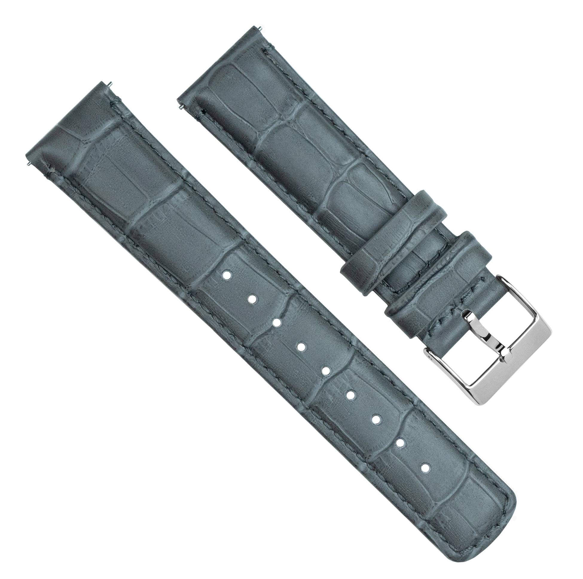 15mm Smoke Grey - BARTON Alligator Grain - Quick Release Leather Watch Bands