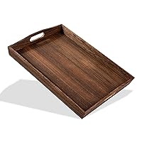 Wooden Serving Tray-One Piece Set of Rectangular Shape Wood Coffee Table with Cut Out Handles,Kitchen Trays for Party,Serving Pastries,Eating,Snacks,Mini Bars