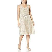Adrianna Papell Women's Geo Sequin Fit Flare Dress