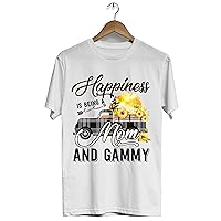 Sunflower Gammy Shirt Happiness is Being a Mom and Gammy T-Shirt Gift for Mothers Day White T-Shirt