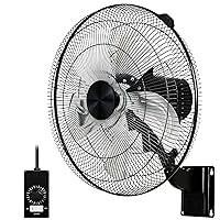 Simple Deluxe 18 Inch Household Commercial Wall Mount Fan, 90 Degree Horizontal Oscillation, 5 Speed Settings, Black