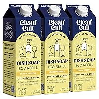 Cleancult Dish Soap Liquid Refills (32oz, 3 Pack) - Dish Soap that Cuts Grease & Grime - Free of Harsh Chemicals - Paper Based Eco Refill, Uses 90% Less Plastic - Lemon Verbena