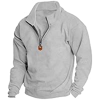 Mens Slim Fit Quarter Zip Mock Neck Polo Sweater Casual Long Sleeve Sweater Turtleneck Thermal Pullover for Men