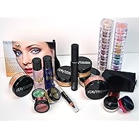 Bundle 19 Items: Itay Mineral Makeup- Professional Collection Natural Mineral Makeup for Light Skin Includes:foundations,bronzer,blush,eyeshadows,Glitters,