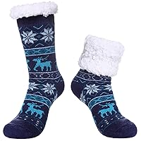 SDBING Women's Slipper Socks with Grippers Soft Cozy Fleece Lined Socks Winter Warm Fuzzy Non Slip Socks for Women