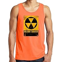 Mens Fallout Shelter Neon Orange Tank Top Shirt