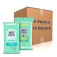 Wet Ones Mixed 18 Piece Bundle of Human & Pet Wet Wipes, Hypoallergenic | 10 Packs Sensitive Skin Hand and Face Wipes, 20 Ct Plus 8 Packs for Pets Dog Wipes for Snout, Eye, Ear, 30ct