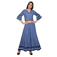 Ethnic Partywear Printed V-Neck Crop Top And Long Palazzo Set For Women