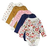 HonestBaby baby-girls Multi-pack Long Sleeve Bodysuits One-piece Organic Cotton for Infant Baby Girls (Legacy)