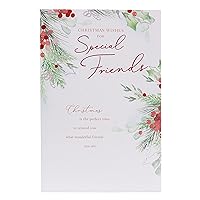 Friend Christmas Card with Envelope - Sweet, Cute Design with Mistletoe and Sentimental Verse