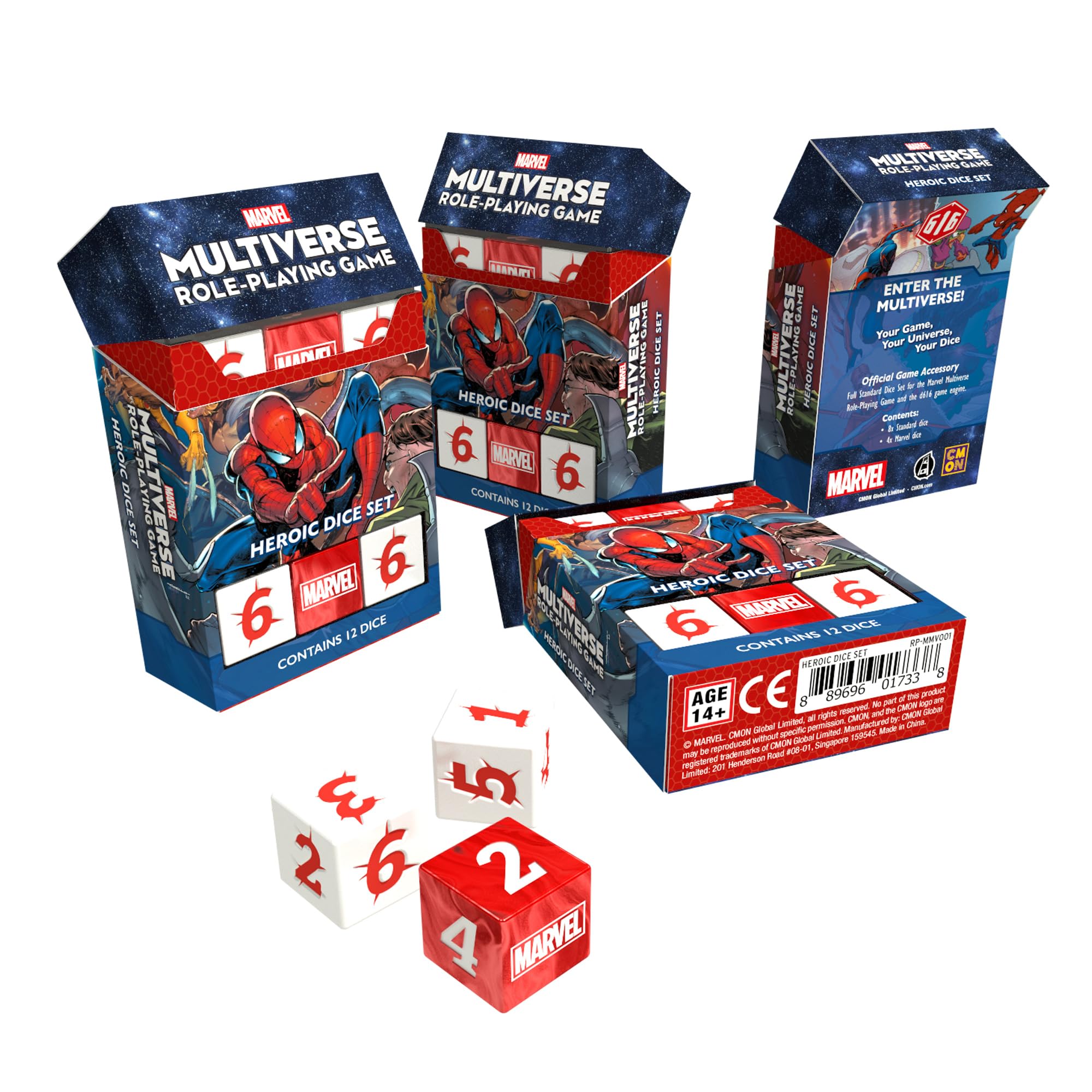 Marvel Multiverse Roleplaying Game HEROICE DICE Set Acrylic Dice for Immersive Experience, Official Game Accessory for The Marvel Multiverse RPG - Made by CMON