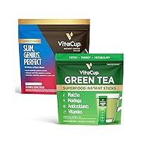 VitaCup Instant Stick 54ct Bundle w/Variety Instant Coffee w/Slim Coffee 10ct, Keto Genius 10ct, & Perfect Low Acid 10ct | Green Tea Instant Matcha Sticks 24ct