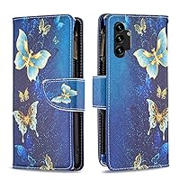 Cartoon Flip Case for Samsung Galaxy A13 4G,Butterfly Animal Painting Premium Leather Case Kickstand with 9 Card Slot Zipper Wallet