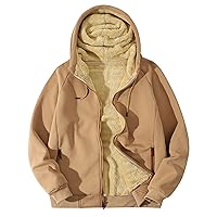Flygo Fleece Hoodie for Men Warm Full Zip Sherpa Lined Sweatshirt Winter Jacket