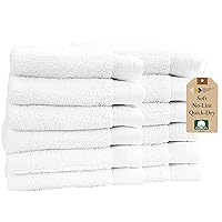 Luxury 100% Cotton Washcloths - Pack of 12, Extra Soft & Fluffy, Quick Dry & Highly Absorbent, Hotel Quality, Small Hand Towel Set for Gym, Salon, Spa & Home Care, White - 13