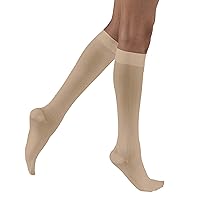 JOBST Knee High Closed Toe Ribbed Brocade Compression Stockings, Breathable, Extra Soft Legware for Tired and Heavy Legs, Compression Class- 8-16