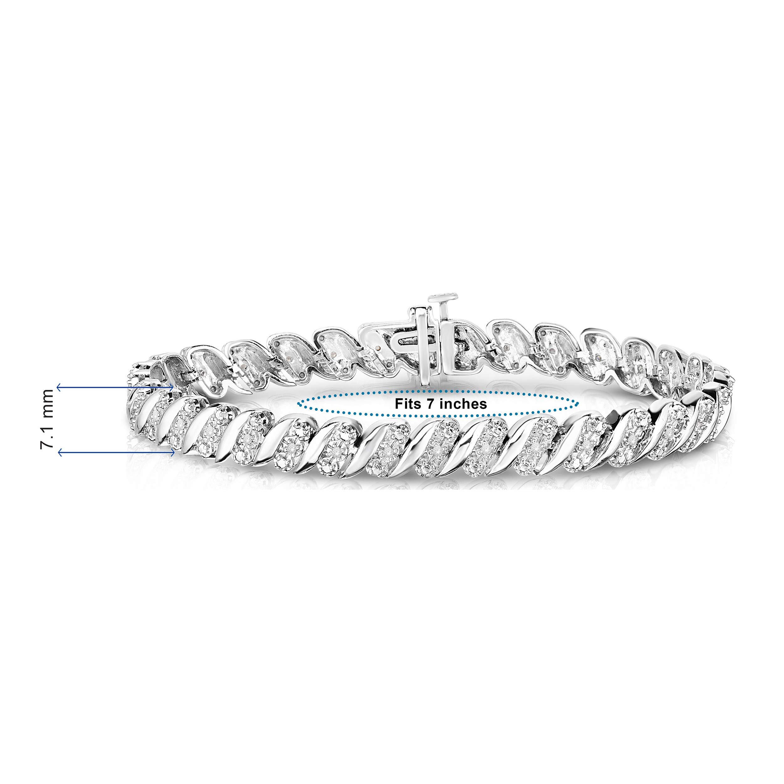 NATALIA DRAKE 1/4 Cttw Wave Link Diamond Tennis Bracelet for Women in 925 Sterling Silver Color I-J/Clarity I2-I3