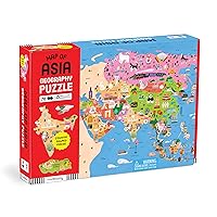 Mudpuppy Map of Asia – 70 Piece Geography Puzzle with Country-Shaped Pieces and Iconic Landscapes Cultural Items and More