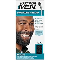 Just For Men Mustache & Beard, Beard Dye for Men with Brush Included for Easy Application, With Biotin Aloe and Coconut Oil for Healthy Facial Hair - Jet Black, M-60, Pack of 1