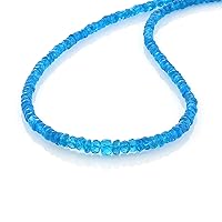 Neon Apatite Faceted Rondelles Necklace Neon Blue Beaded Neckpiece Semi Precious Gemstone Necklace Jewellery Men Wearable Women Wearable