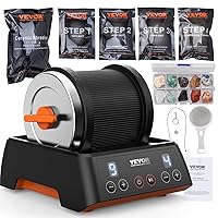 VEVOR Direct Drive Rock Tumbler Kit, 4-Speed/9-Day Timer, Professional Rock Polisher with Rough Gemstones/Grits/Jewelry Fastenings, Stone Polishing Kit for Family Fun Time, STEM Gift for Adults Kids