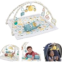 Playmat Honey Bee Music & Lights Activity Gym with Tummy Time Wedge and 6 Sensory Toys for Newborns