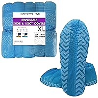 Innovative Haus Premium Thick Disposable Boot & Shoe Covers | Durable, Non-Slip, Treads, Water Resistant, Non-Toxic, 100% Latex Free | Stronger than Competitor-40 grams |100-Pack Blue| (Extra Large)