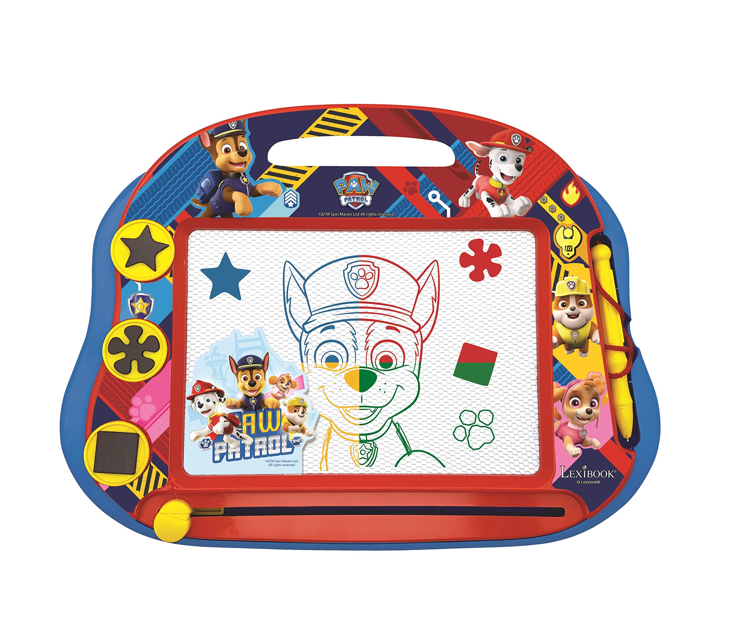 LEXIBOOK CRPA550 Multicolor Magic Magnetic Paw Patrol Drawing Board, Artistic Creative Toy for Girls and Boys, Stylus Pen and Stamps, Red/Blue