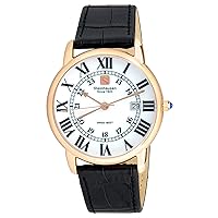 Men's S0722 Classic Delémont Swiss Quartz Stainless Steel Watch with Black Leather Band