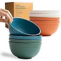 Nook Theory Wheat Straw Bowls - 26 Oz Cereal Bowls Sets 8 Unbreakable Dinnerware, Microwave Safe Bowls and Dishwasher Safe Bowls, Alternative for Plastic Bowls, Snack Bowls, Soup Bowls (Urban)