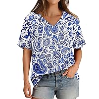 Tshirts Shirts for Women, Trendy Short Sleeve V Neck Summer Print Womens Lavender Fall 2024 T-Shirts Shirt, S, 3XL