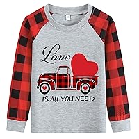 Little Hand Baby Boys Valentine's Day Shirts Raglan T-Shirts Toddler Tractor Baseball Dinosaur Tee for Kids 2-7 Years