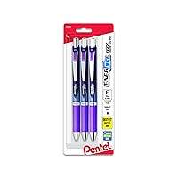 Pentel EnerGel RTX Retractable Liquid Gel Pen (0.5mm) Needle Tip, Fine Line, Violet Ink 3-Pk (BLN75BP3V)