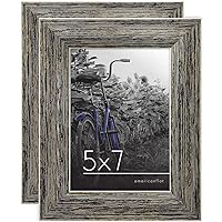 Americanflat 5x7 Picture Frame in Rustic Tan - Set of 2 - Rustic Picture Frame with Polished, Crystal-Clear Glass, Hanging Hardware, and Easel for Wall and Tabletop Display