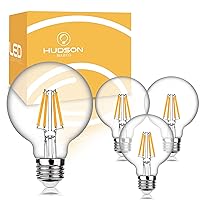 Hudson 6W Edison LED Light Bulbs G25 Globe Shape (4 Pack) - 3000K Warm Light Dimmable Room décor Soft White Light Bulbs (60W Equivalent) - E26/E27 Standard Base Vanity Mirror Light Bulb