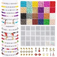 Goldwise Friendship Bracelet Making Kit 2 Boxes-4952 Pcs 24 Colors Bracelet Kits with 3450 Pcs Glass Seed Beads, 1040 Pcs Letter Beads and 50 Pcs Number Beads with Charms, Crafts Gift AGS102M01