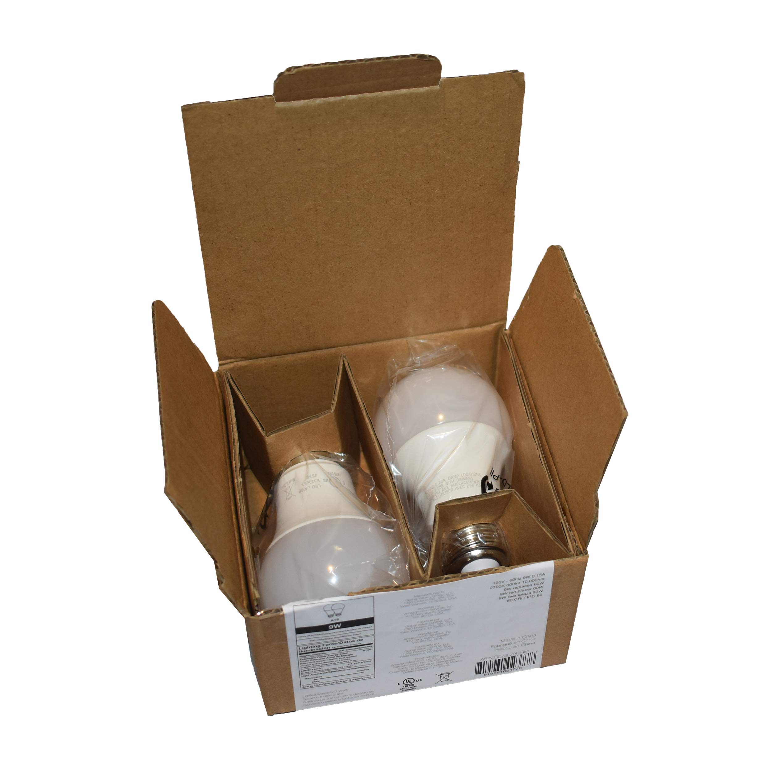 Amazon Basics 60W Equivalent, Soft White, Non-Dimmable, 10,000 Hour Lifetime, A19 LED Light Bulb , 2-Pack