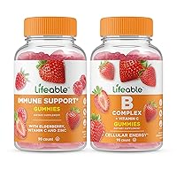 Lifeable Immune Support + B Complex, Gummies Bundle - Great Tasting, Vitamin Supplement, Gluten Free, GMO Free, Chewable Gummy