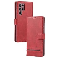 Wallet Case for Samsung Galaxy S23/S23 Plus/S23 Ultra,Premium PU Leather Wallet Case with Card Holder,Magnetic Buckle,Silicone Shockproof Flip Case,Red,S23 Ultra 6.8