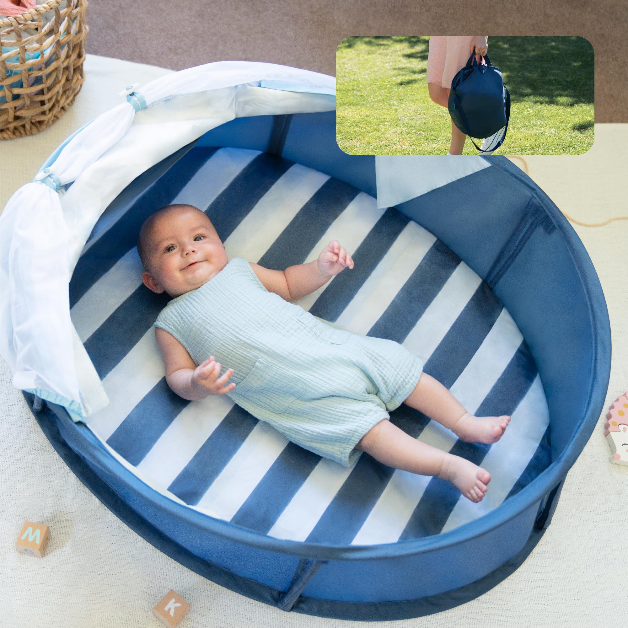Babymoov Babyni Premium Baby Dome | Pop-Up Indoor & Outdoor Play Tent for Babies, Marine