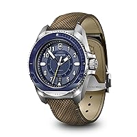 Victorinox Journey 1884 Automatic Watch with Pouch - Premium Swiss Watch for Men - Stainless Steel Wristwatch - Great Gift for Birthday, Holiday & More - Blue Dial, Wood Strap