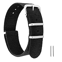 Nylon Watch Straps, Straps for Men/Women Replacement Military 4 Rings Watch Bands Adjustable Wrist Straps with Silver Metal Buckle 18mm/20mm/22mm Lug Width