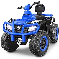 ELEMARA 2 Seater Kids ATV, 12V 4 Wheeler for Kids Quad with 10AH Battery, 4mph Max Speed,Bluetooth, LED Lights, Radio, Toddler Ride on 4 Wheeler Electric Car for Boy&Girls Age 3-8, Blue