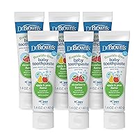 Baby Toothpaste, Toddlers and Kids Love, Fluoride Free, Made in The USA, 0-3 Years, 1.4oz, 6 Pack, Strawberry and Apple Pear Flavors
