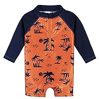 Gerber Boys' Toddler Long Sleeve One Piece Sun Protection Rashguard Swimsuit