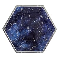 Multicolor Galaxy Hexagon-Shaped Paper Dessert Plates With Foil Stamping (Pack Of 8) - 9.25