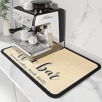 DK177 Coffee Mat Coffee Bar Mat Hide Stain Absorbent Drying Mat with Waterproof Rubber Backing Fit Under Coffee Maker Coffee Machine Coffee Pot Espresso Machine Coffee Bar Accessories-19