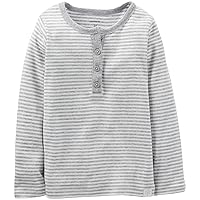 Carter's Baby Girls' Striped Henley (Baby) - Gray - 3 Months