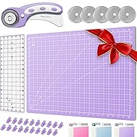 Rotary Cutter Set lavender - Quilting Kit incl. 45mm Rotary Cutter, 5 Replacement Blades, A2 Cutting Mat, Acrylic Ruler and Craft Clips - Ideal for Crafting, Sewing, Patchworking, Crochet & Knitting